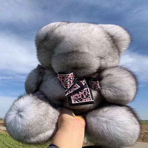 真毛小熊进口狐狸毛毛熊公仔新款毛绒玩具泰迪熊毛绒玩偶手脚会动