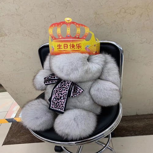 新款可爱皮草玩偶进口狐狸毛兔子