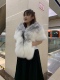 十字水貂皮大衣女短款 披肩银十字整貂皮草外套冬新款 坎肩狐狸毛领