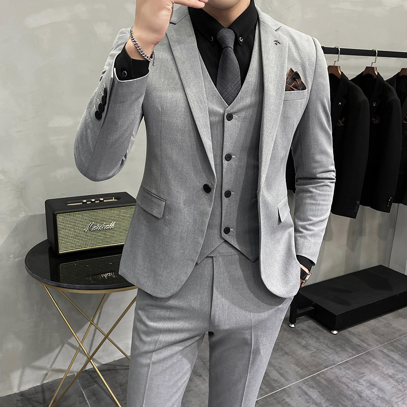 KHAKI SUIT SUIT MENS CASUAL LUXURY KOREAN SLIM FIT ENGAGEMENT WEDDING MENS BLAZER WEDDING