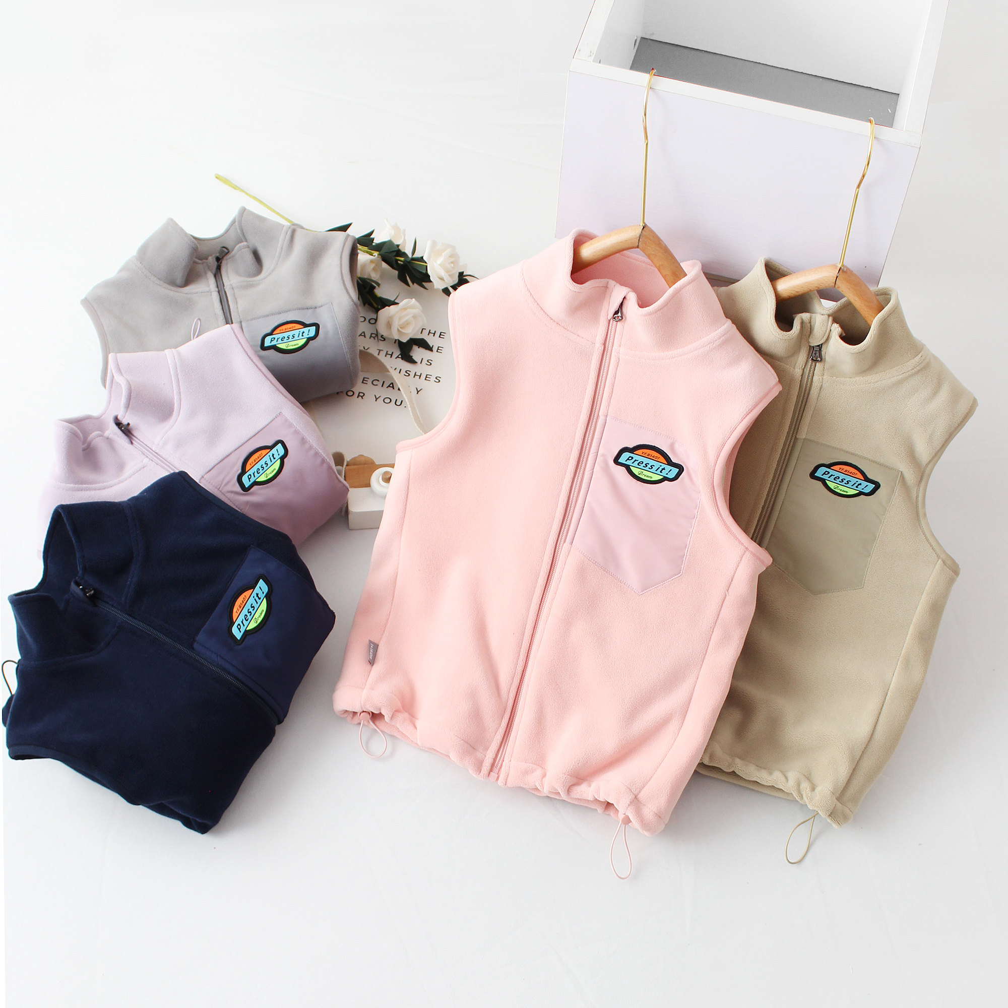 冬款加厚马甲儿童奥粒绒保暖厚背心坎肩男童女童二棉夹棉保温马夹