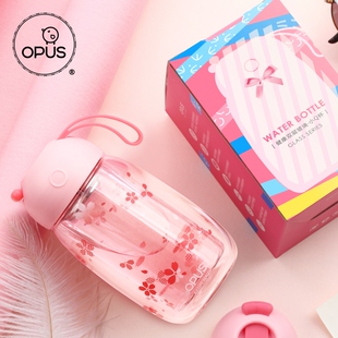 OPUS双层玻璃杯女士耐热水杯子便携茶杯可爱随手杯ins网红花茶杯