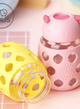 opus玻璃杯女便携水杯子儿童迷你小巧可爱大肚杯韩版ins网红茶杯