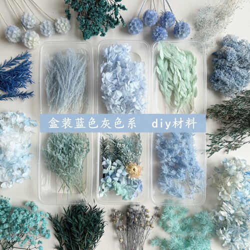 永生花干花DIY材料蓝色灰色系大全 团建活动花艺课手工礼物花料包
