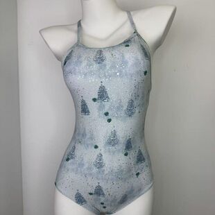 新品 韩国小银鱼白月光泳衣高开叉比赛竞速连体竞技泳衣绿闪高级感