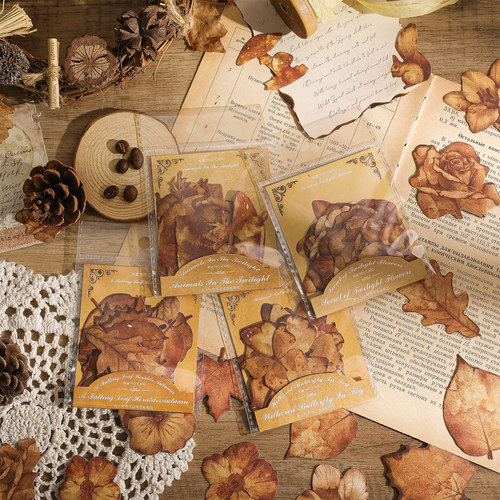 陌墨古风贴纸蝴蝶叶子