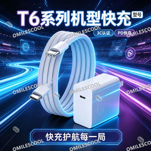 适用学而思学习机T6/T6Max充电器45W快充T4/S4/T4Pro/xPad数据线