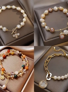 招财猫巴洛克珍珠手链手串女款轻奢小众精致串珠国风高级感手饰