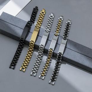 欧美跨境手表带链带时尚 简约表带可刻字钛钢手链气质潮流手饰品