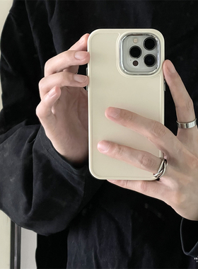 简约ins高级感奶白色适用14苹果iphone13promax/12手机壳情侣11软