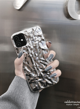 ins冷淡风银色iphone15/14promax适用苹果12/13手机壳11锡箔纸软潮