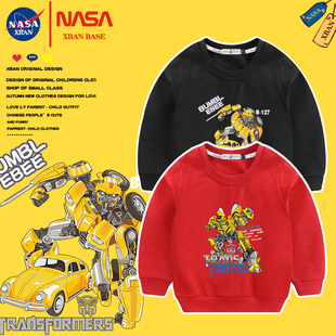 变形金刚男童卫衣2025秋冬新款洋气儿童纯棉擎天柱童装加绒打底衫
