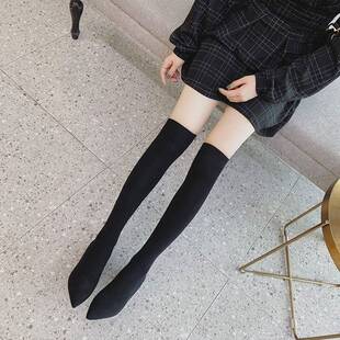 小码313233尖头高跟针织毛线弹力袜子靴女大码41一43过膝丝袜长靴
