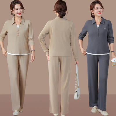 妈妈宽松上衣秋装新款运动套装