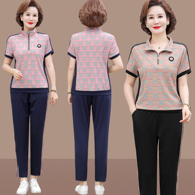 中年女装运动套装夏季新款