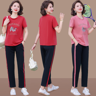 妈妈夏季衣服休闲运动套装女40岁