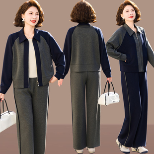 中年女士运动套装春季新款40岁妈妈春装长袖上衣休闲两件套女春季