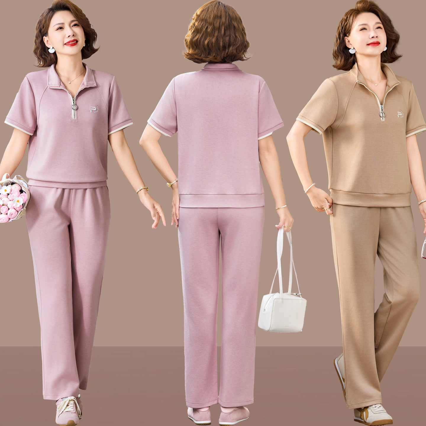 中老年女装夏薄款妈妈运动套装休闲新款40岁50中年女士夏季两件套