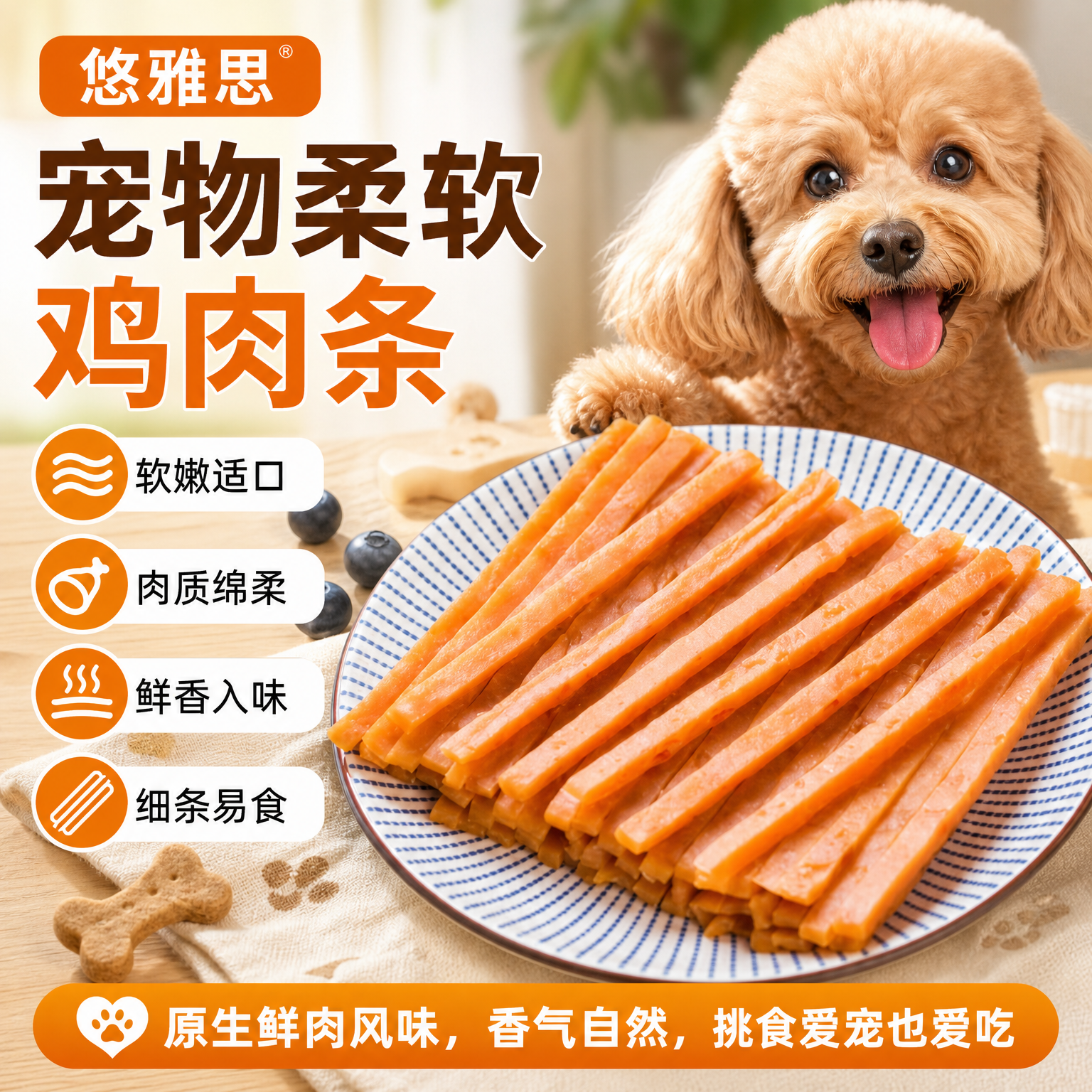 宠物狗狗零食柔软鸡肉条中小型成幼犬老年犬训练奖励零食鸡肉干