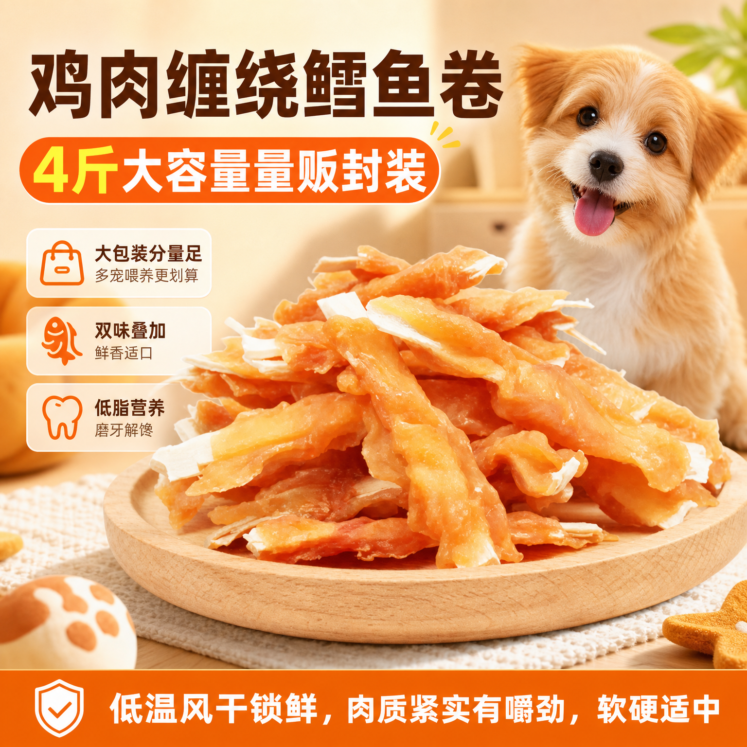 宠物狗狗零食鸡肉缠绕鳕鱼卷中小型犬磨牙棒成幼犬训练奖励零食
