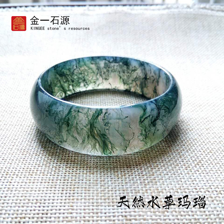 天然水晶手镯收藏水草玛瑙手镯冰种玉髓镯子原色女民族风精品礼物