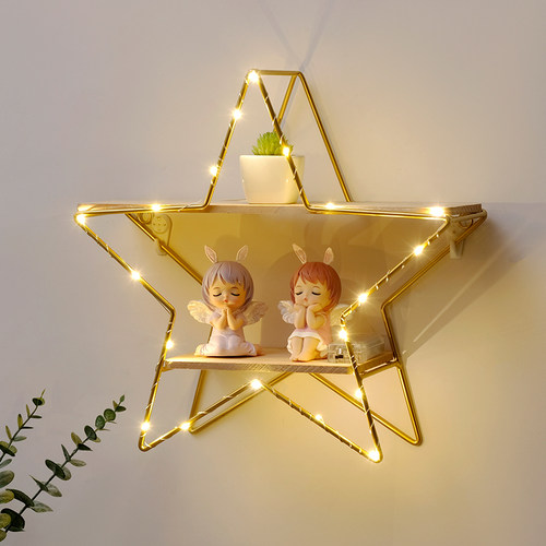 房间卧室床头背景装饰墙上置物架