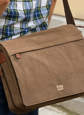 Troop 斜挎包男包休闲单肩包男式帆布重磅复古男士邮差包男横款潮