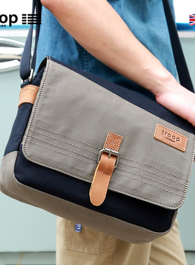 Troop斜挎包男式单肩包男帆布休闲单肩背包男士斜肩包新款潮男包