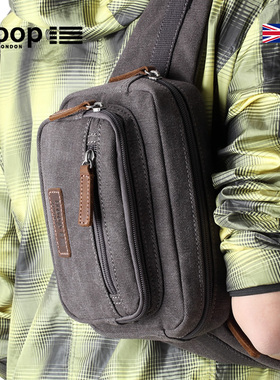 Troop腰包男多功能帆布户外大容量运动实用休闲胸包收银男士腰包