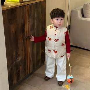 童装男童新中式唐装2026新款冬装洋气小少爷国风盘扣年服马甲