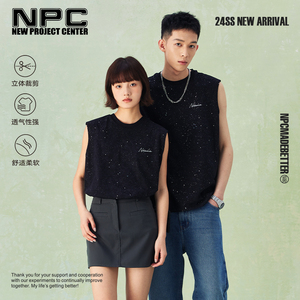 NPC潮牌100%棉高周波印花满天星无袖T男美式潮流运动背心NP44TT07
