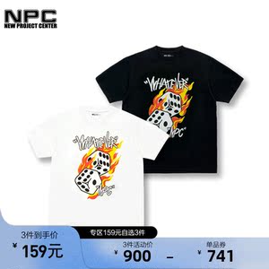 NPC潮牌李晨nic夏季T恤衫上衣潮牌同款骰子印花短袖T恤男女同款男