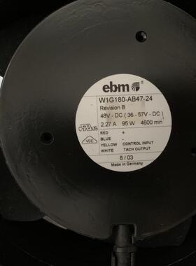 德国ebm 20070 48V 95W 超暴力增压风扇耐高温 W1G180-AB47-24