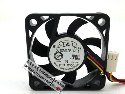 台湾T&T 5010 5CM超薄静音风扇 12V 0.11A 5010M12F NF1 3线测速