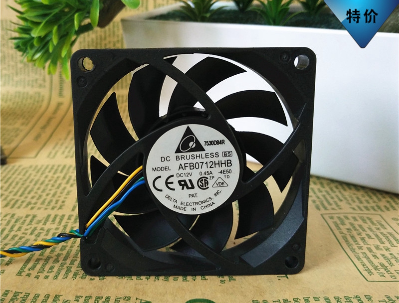 原装台达 AFB0712HHB 0.45A AMD CPU散热器 7015 4针PWM滚珠风扇