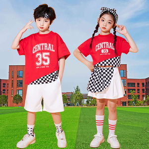 儿童啦啦操演出服街舞潮服男女孩幼儿园服拉拉队嘻哈舞蹈服装纯棉