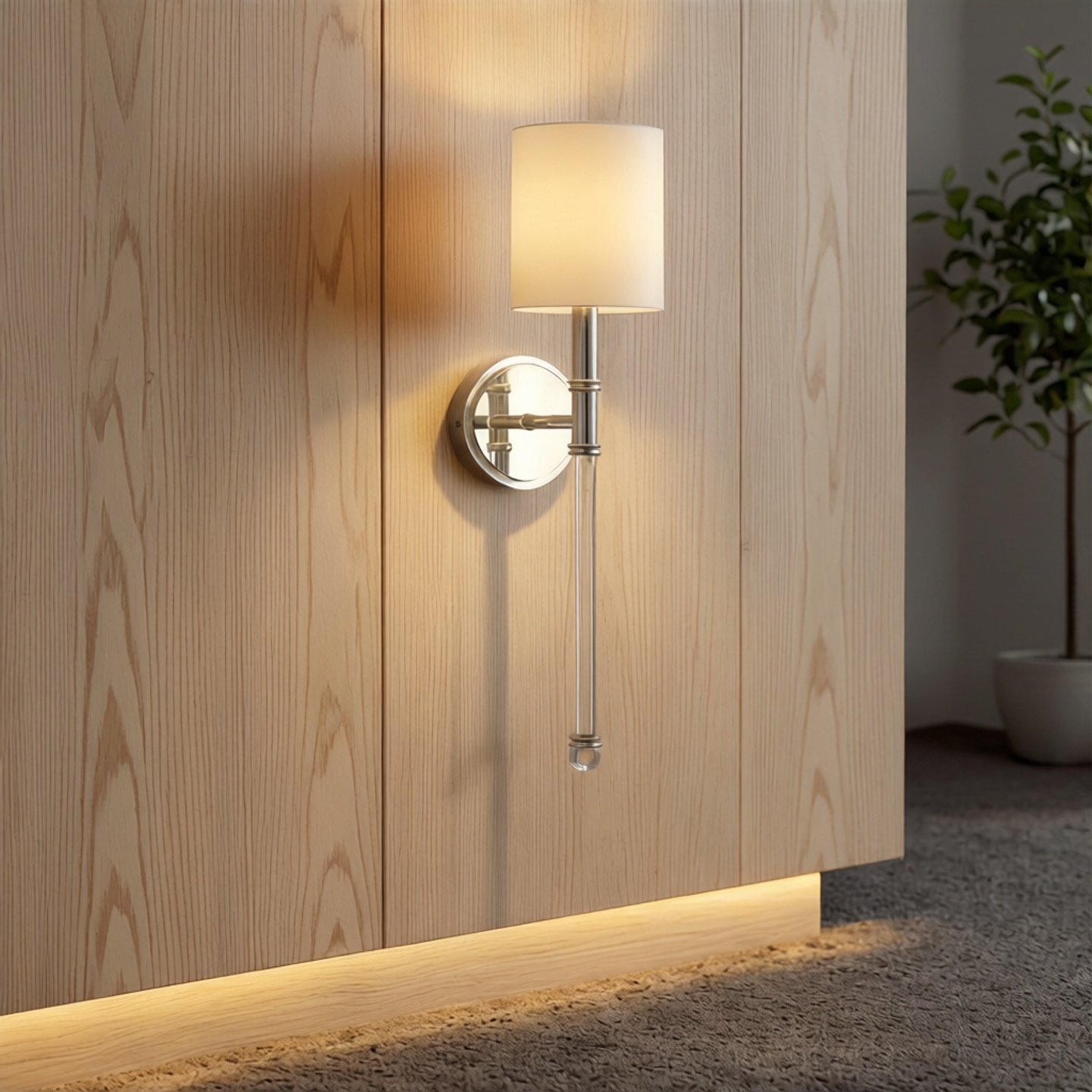 外贸出口现代简约水晶壁灯卧室床头灯设计师款布艺灯罩单头镜前灯