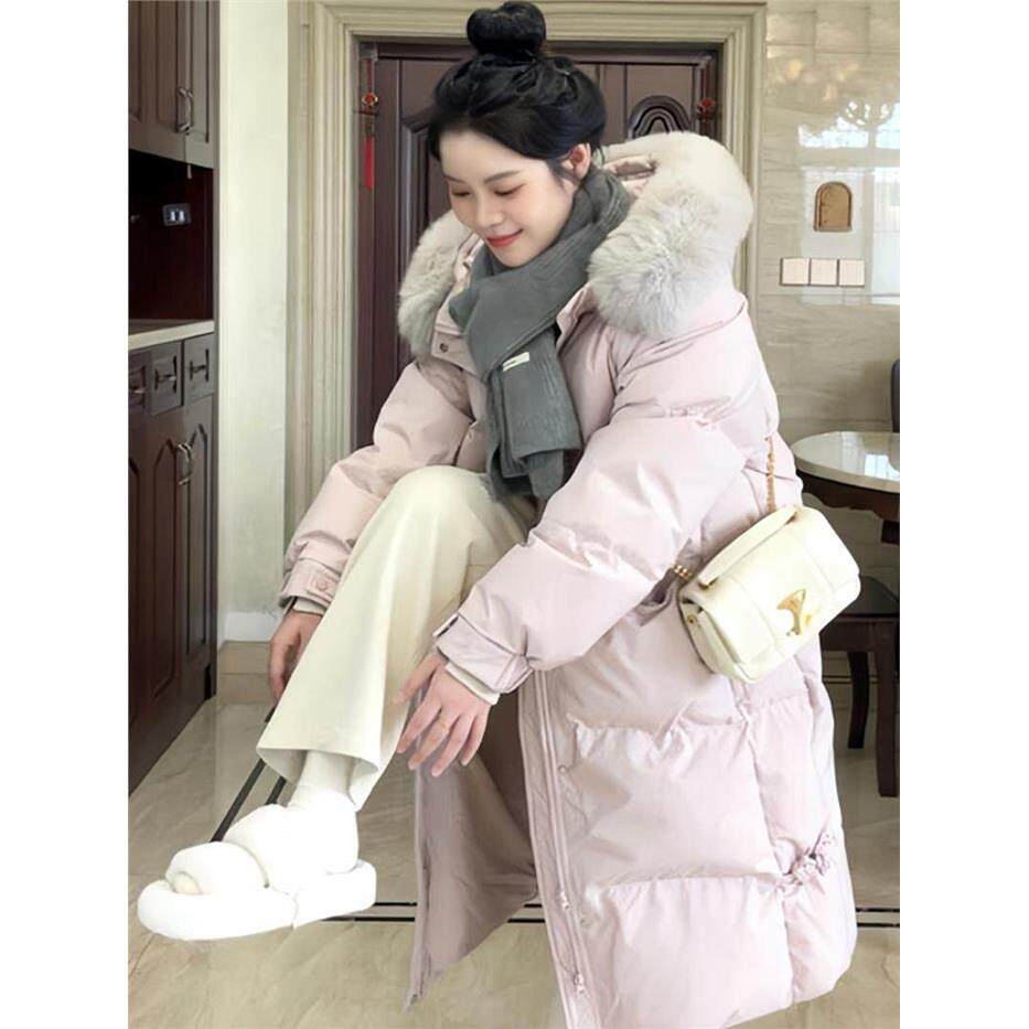 2025冬新款超好看中长款羽绒棉服女韩系加厚棉袄大毛领棉衣外套潮