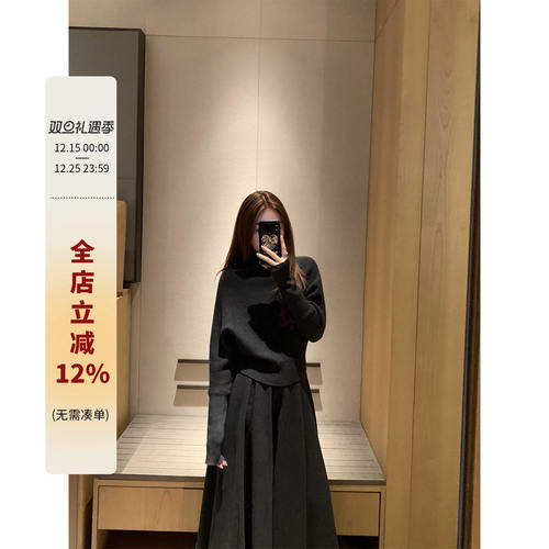 篱笆篱笆啦 定格时光 堆堆半高领毛衣女秋冬慵懒蝙蝠袖针织衫上衣