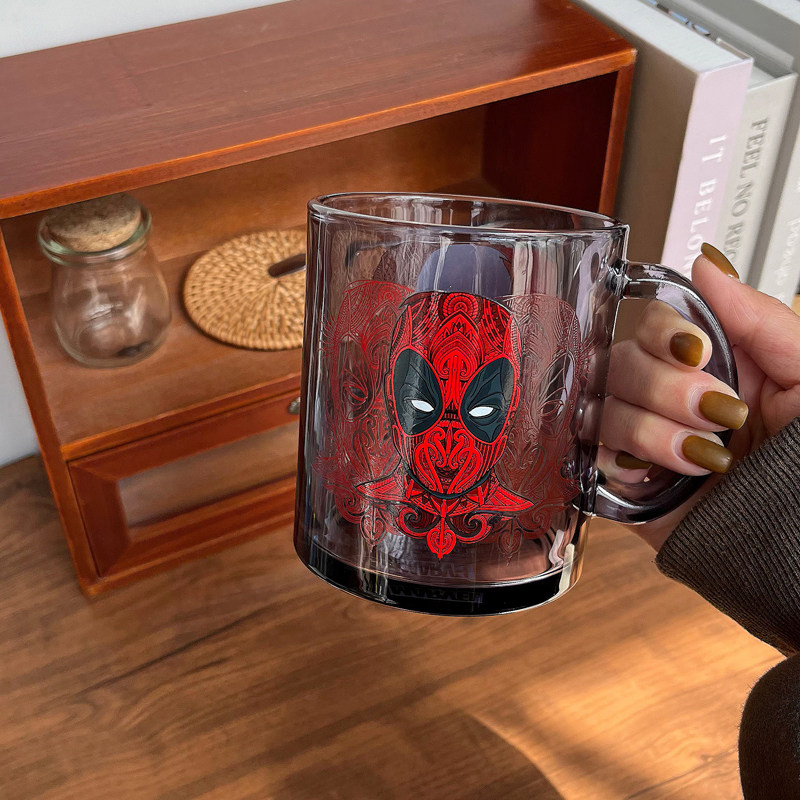 deadpool漫威X战警死侍美式玻璃杯水杯咖啡杯茶杯 500ml  原单