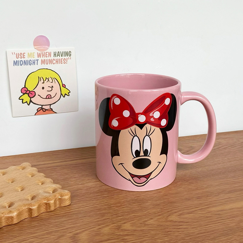 出口订单 米妮Minnie Mouse粉色少女心可爱卡通陶瓷马克杯水杯子