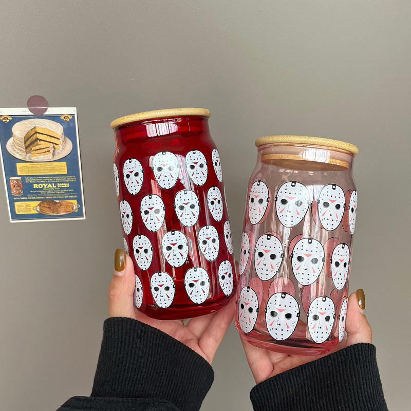 十三号星期五杰森面具玻璃杯吸管杯水杯咖啡杯热饮料 500ml