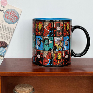 漫威美国队长钢铁侠蜘蛛侠马克杯陶瓷水杯复仇者联盟 550ml