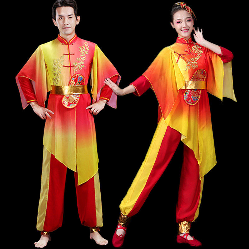 新款打鼓服演出服中国风成人腰鼓水鼓舞锣鼓队开场舞服装长袖精品