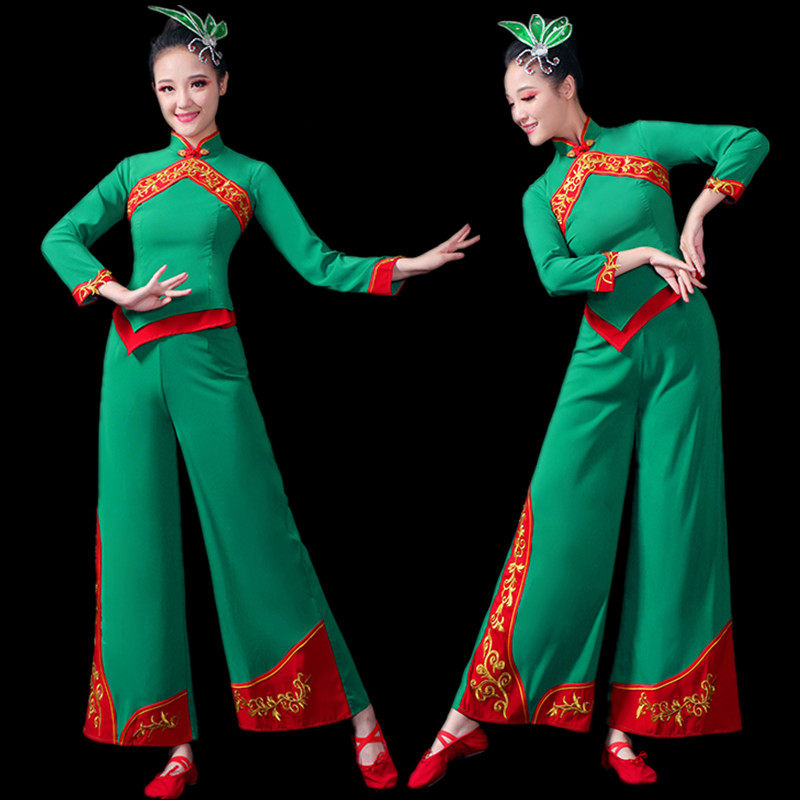 新款秧歌服演出服中国风广场舞扇子舞中老年手绢舞民族舞蹈服装女