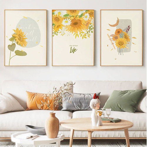 现代简约客厅装饰画温馨沙发背景挂画暖色系轻奢风壁画卧室床头画