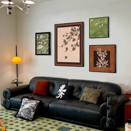 中古风客厅沙发背景墙装饰画小众美式餐厅壁画小红书网红同款挂画