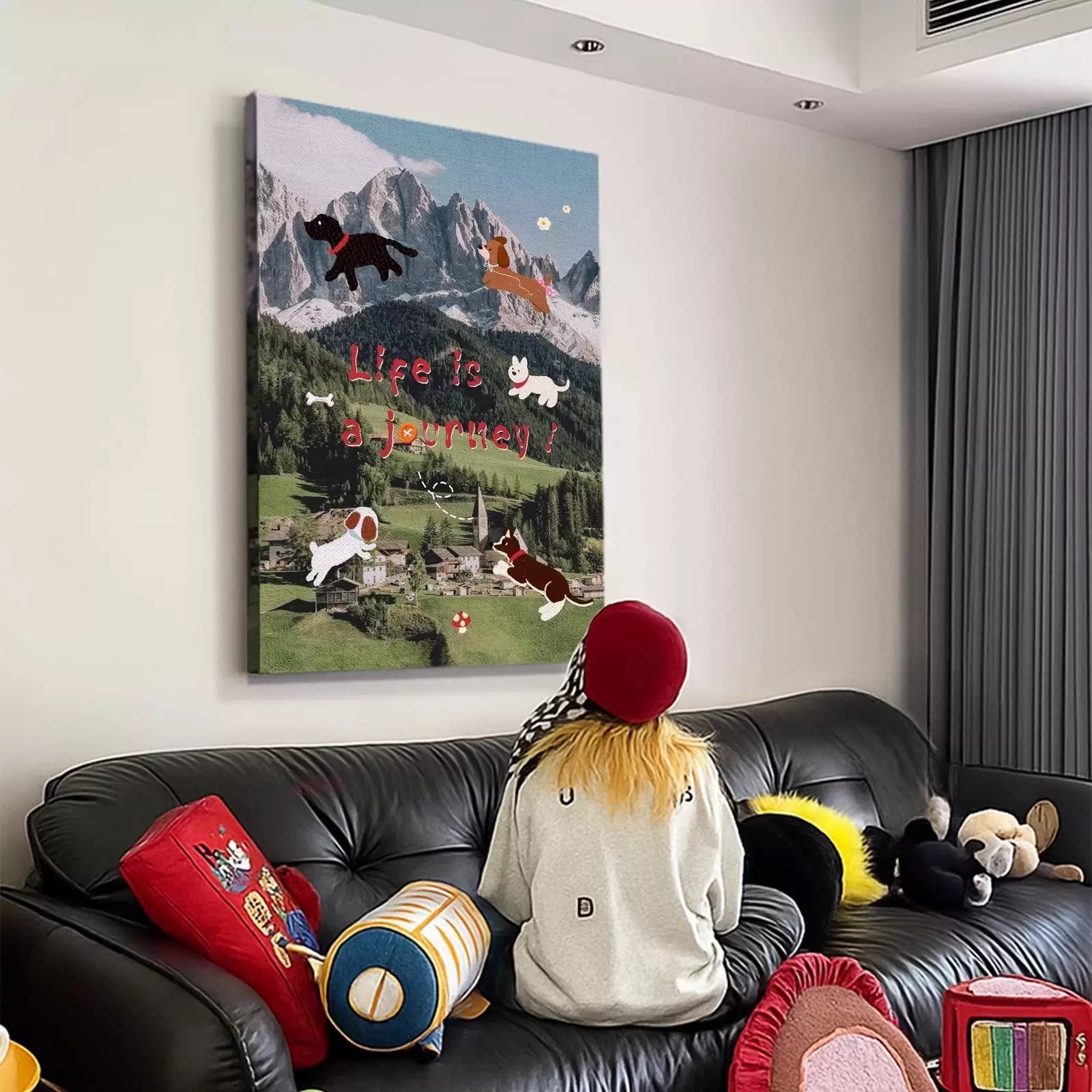 简约现代风格家庭挂画油画布喷绘古风装饰画防水防潮定制客厅搭配图片