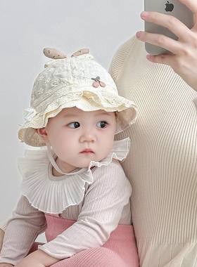 婴儿帽子春秋季洋气小月龄渔夫帽宝宝新生儿冬款纯棉防风公主盆帽