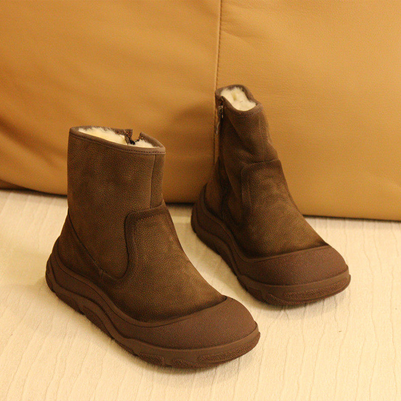 HA133花藤萝蔓 牛皮休闲侧拉链圆头厚底软底软面真皮女靴女棉靴,女鞋,马丁靴,淘宝优惠券,粉丝福利购,淘宝优惠卷